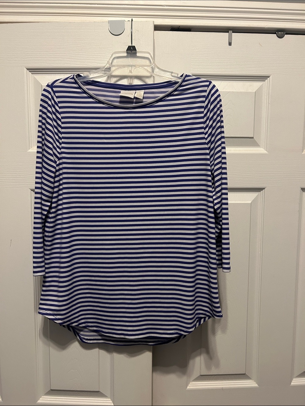 Chico’s Striped Blue & White Women's Roundneck Top